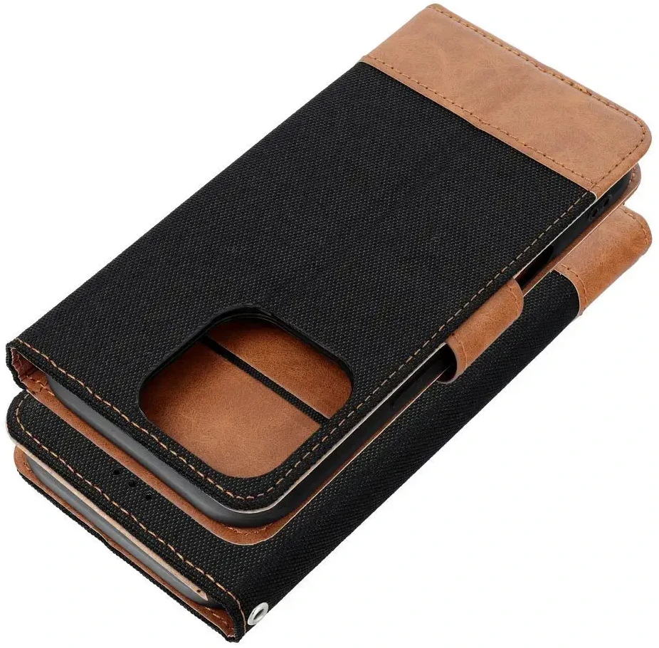 OEM atverčiamas dėklas iPhone 16e (SE 4 2025) Jeans Book juodas