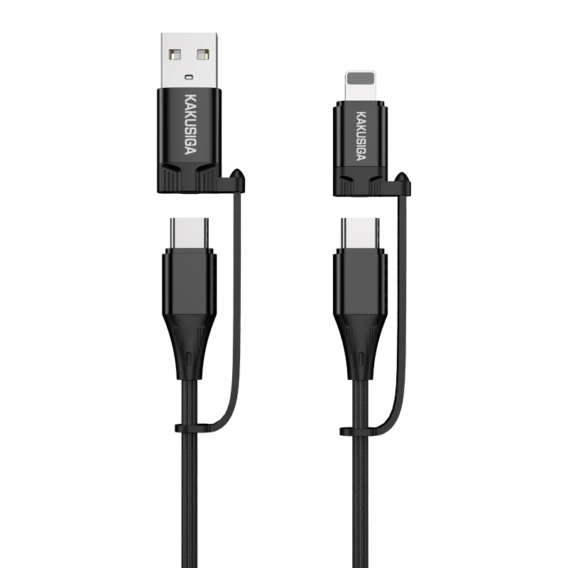 Oem KAKU kabelis KSC-654 Tuojie 4 in 1 – USB + Type C į Type C + Lightning – 1,2 metras juodos spalvos