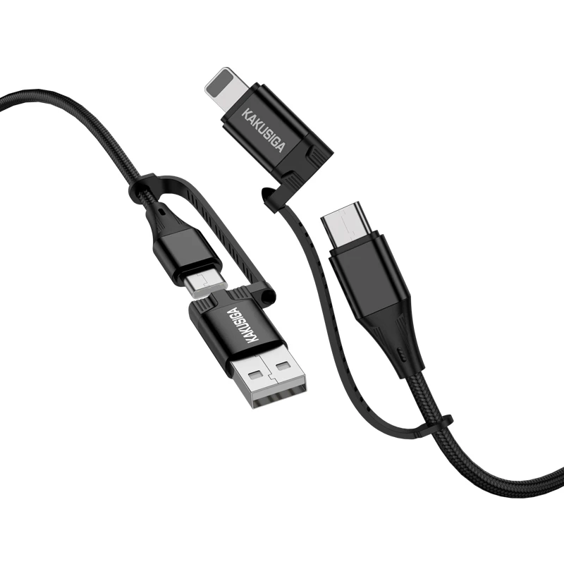 Oem KAKU kabelis KSC-654 Tuojie 4 in 1 – USB + Type C į Type C + Lightning – 1,2 metras juodos spalvos