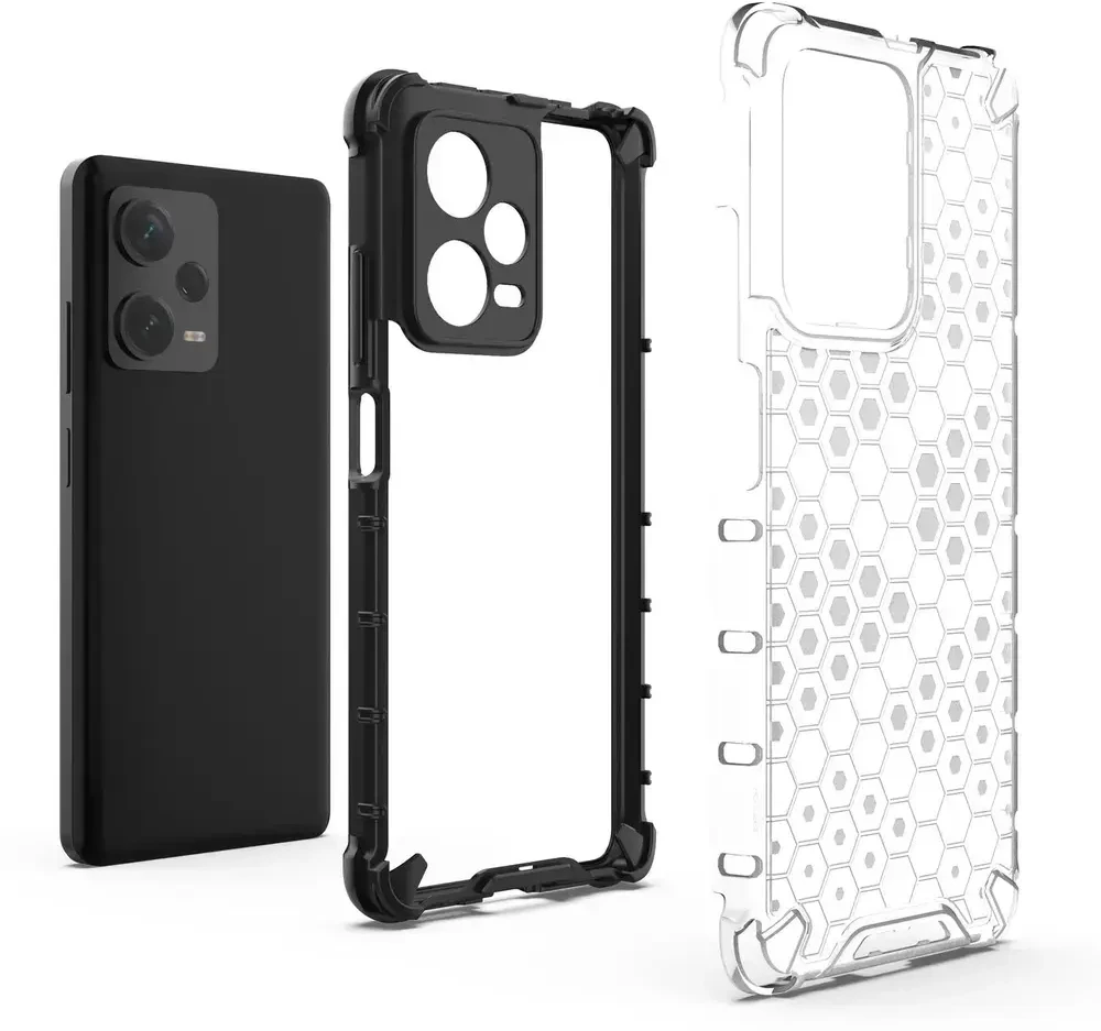 Hurtel Honeycomb Xiaomi Redmi Note 12 Pro+ armored hybrid dėklas telefonui juodos spalvos