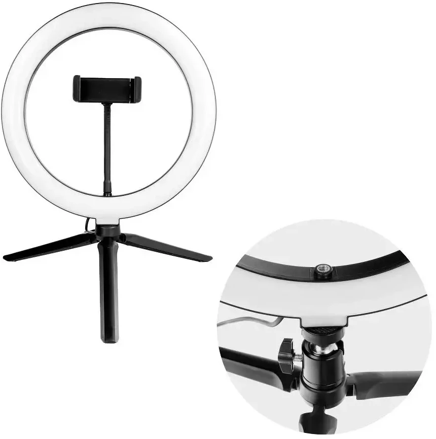 OEM LED Ring Stream RGB lempa 10" su laikikliu mobiliajam telefonui + trikojui juodas