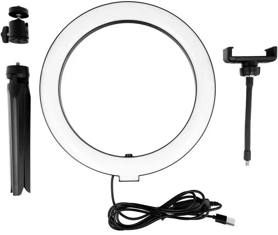 OEM LED Ring Stream RGB lempa 10" su laikikliu mobiliajam telefonui + trikojui juodas