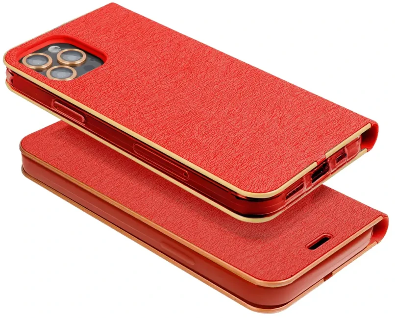 OEM LUNA Book auksinis dėklas Samsung Galaxy A23 5G raudonas