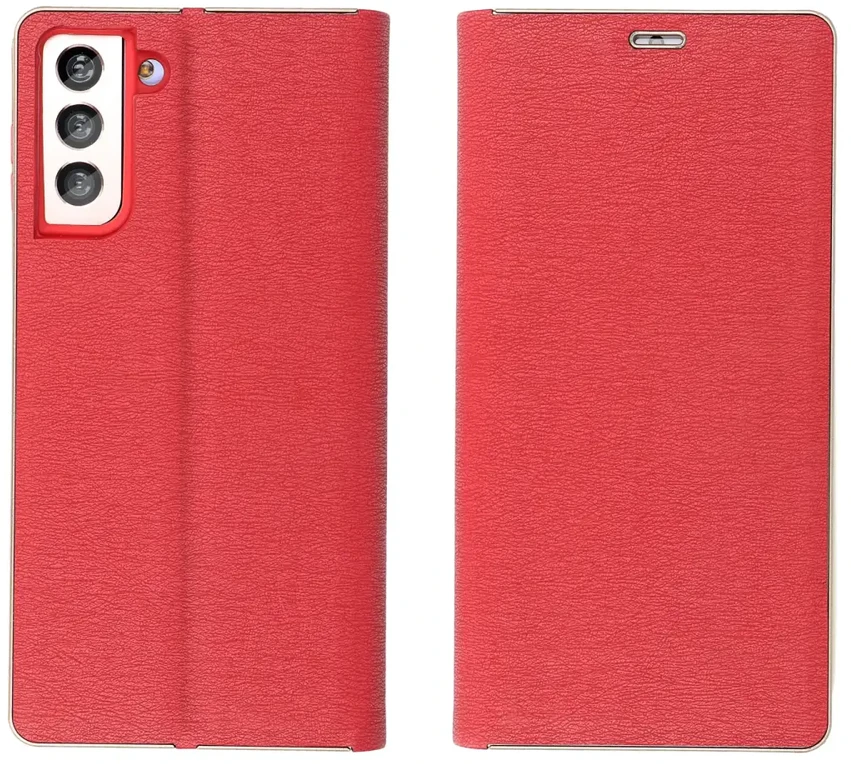 OEM LUNA Book auksinis dėklas Samsung Galaxy A23 5G raudonas