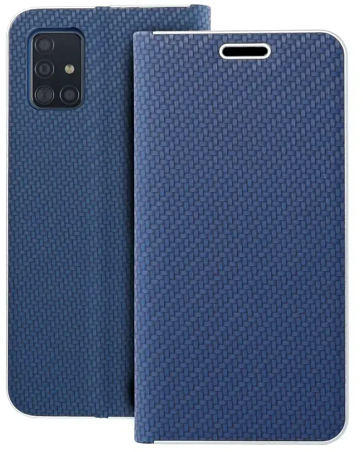 Dėklas Oem LUNA Book Carbon skirtas Samsung Galaxy A51 mėlynos spalvos