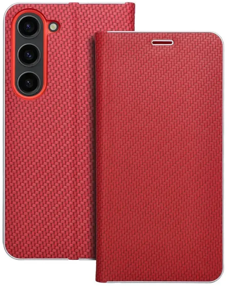 Dėklas Oem LUNA Book Carbon skirtas Samsung Galaxy S23 raudonas