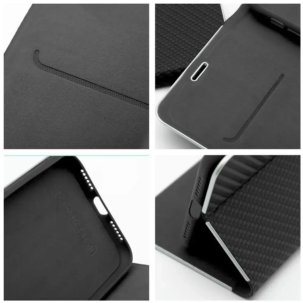 OEM atverčiamas dėklas iPhone 16 Luna Book Carbon juodas