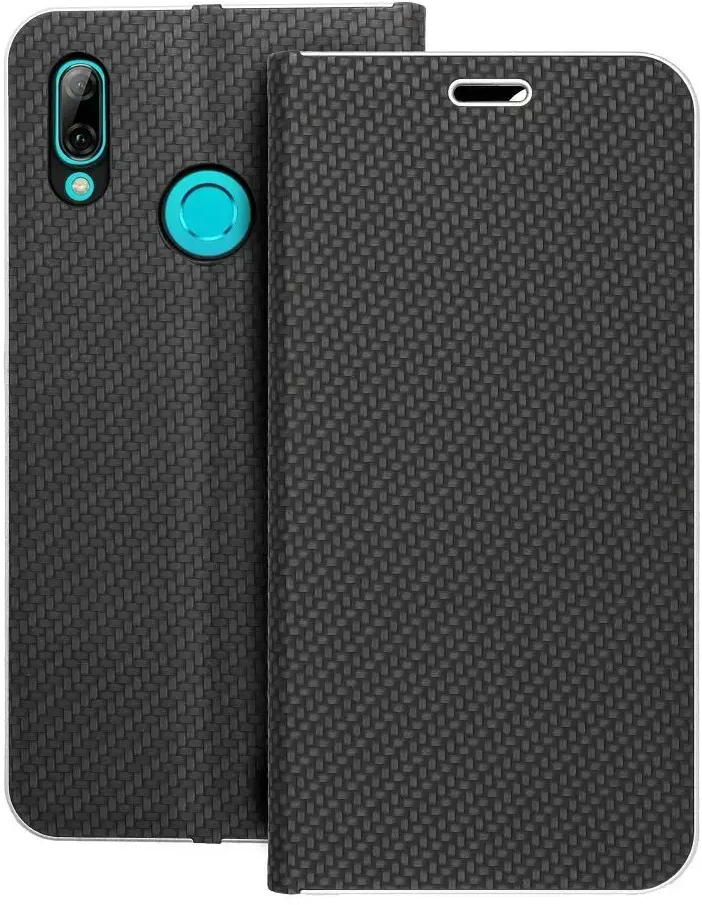 OEM atverčiamas dėklas Huawei P Smart 2019 Luna Book Carbon juodas