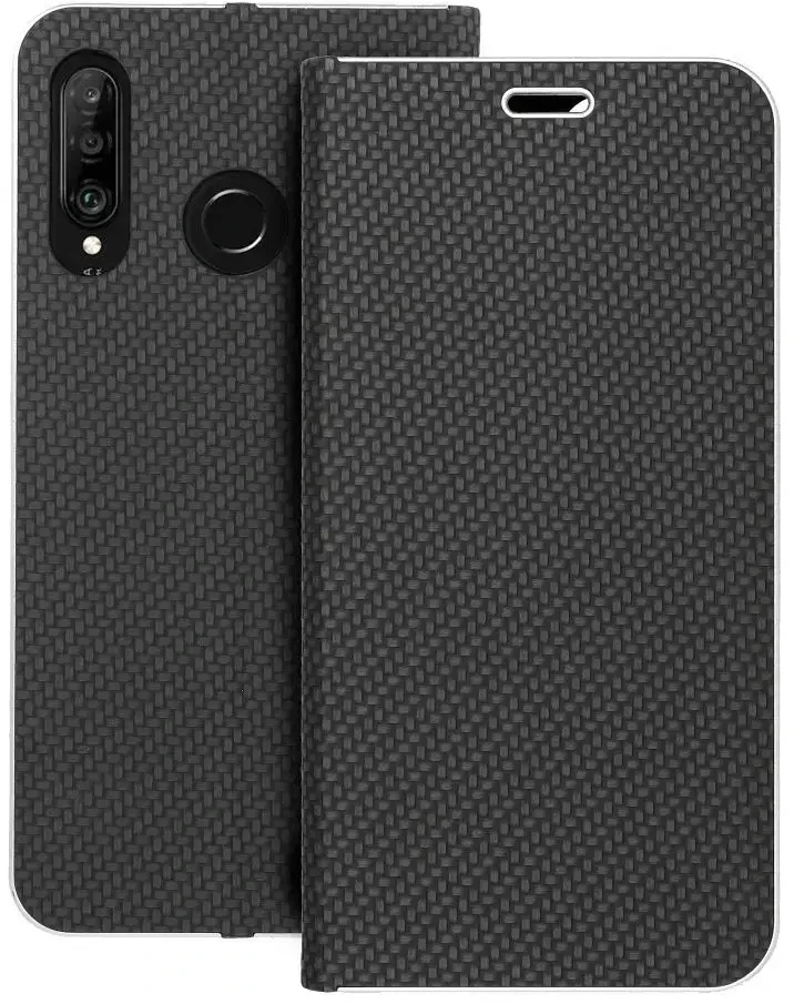 OEM atverčiamas dėklas Huawei P30 LITE Luna Book Carbon juodas