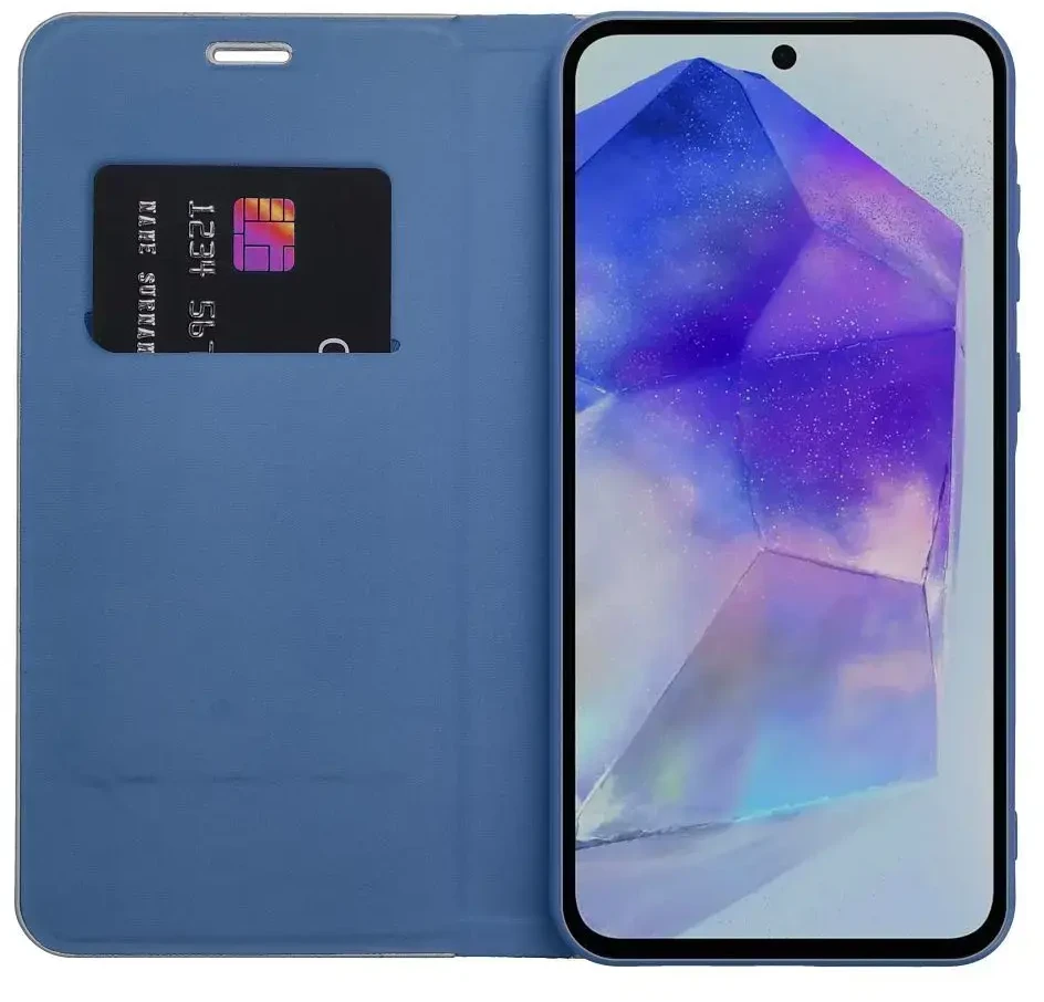 Oem Dėklas su klapką na Samsung A37 5G Luna Book Carbon mėlyna