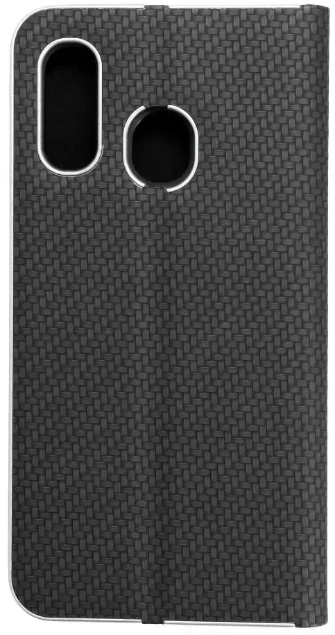 Dėklas Oem LUNA Book Carbon skirtas Samsung Galaxy A40 juodos spalvos
