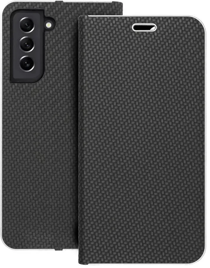 Dėklas Forcell Oem LUNA Book Carbon skirtas Samsung Galaxy S21 juodos spalvos
