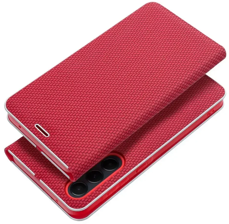Oem Dėklas su klapką na Samsung S26 Luna Book Carbon raudona