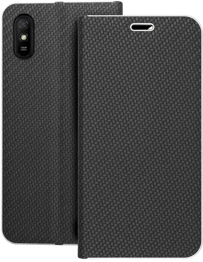 Dėklas Forcell Oem LUNA Book Carbon skirtas Xiaomi Redmi 9AT / Redmi 9A juodos spalvos
