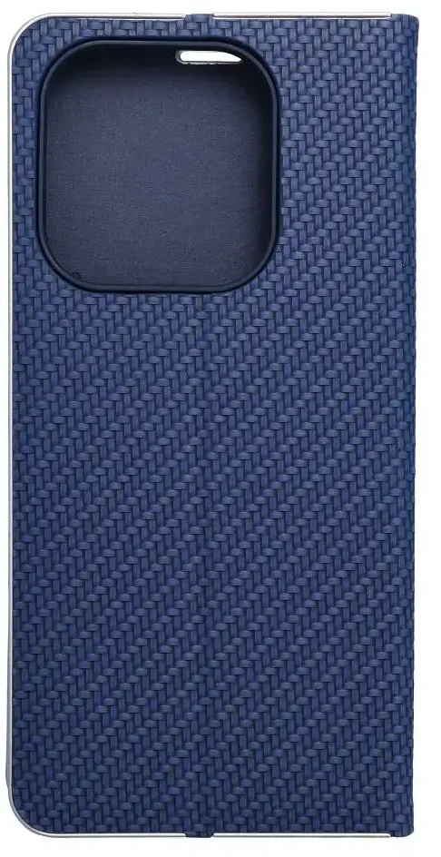 Dėklas Oem LUNA Book Carbon skirtas Xiaomi Redmi Note 14 4G (GLOBAL - 164,84mm x 78,15mm x 8,16mm) mėlynos spalvos