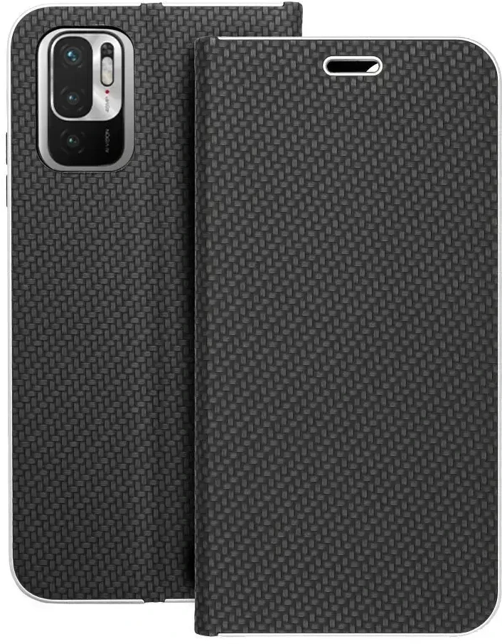 Dėklas Forcell Oem LUNA Book Carbon skirtas Xiaomi Redmi Note 10 / 10S juodos spalvos