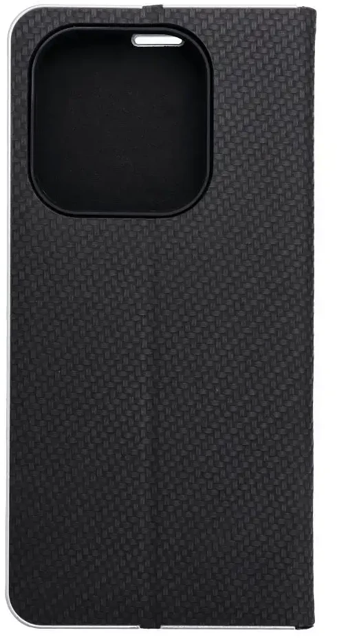 Dėklas Oem LUNA Book Carbon skirtas Xiaomi Redmi Note 14 4G (GLOBAL - 164,84mm x 78,15mm x 8,16mm) juodos spalvos