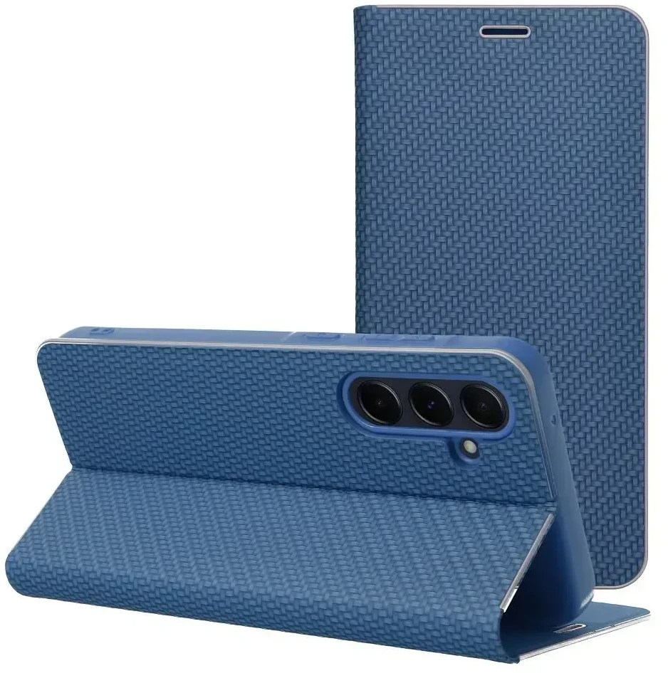 Dėklas Forcell Oem LUNA Book Carbon skirtas Xiaomi Redmi Note 10 5G / Poco M3 Pro / Poco M3 Pro 5G mėlynos spalvos