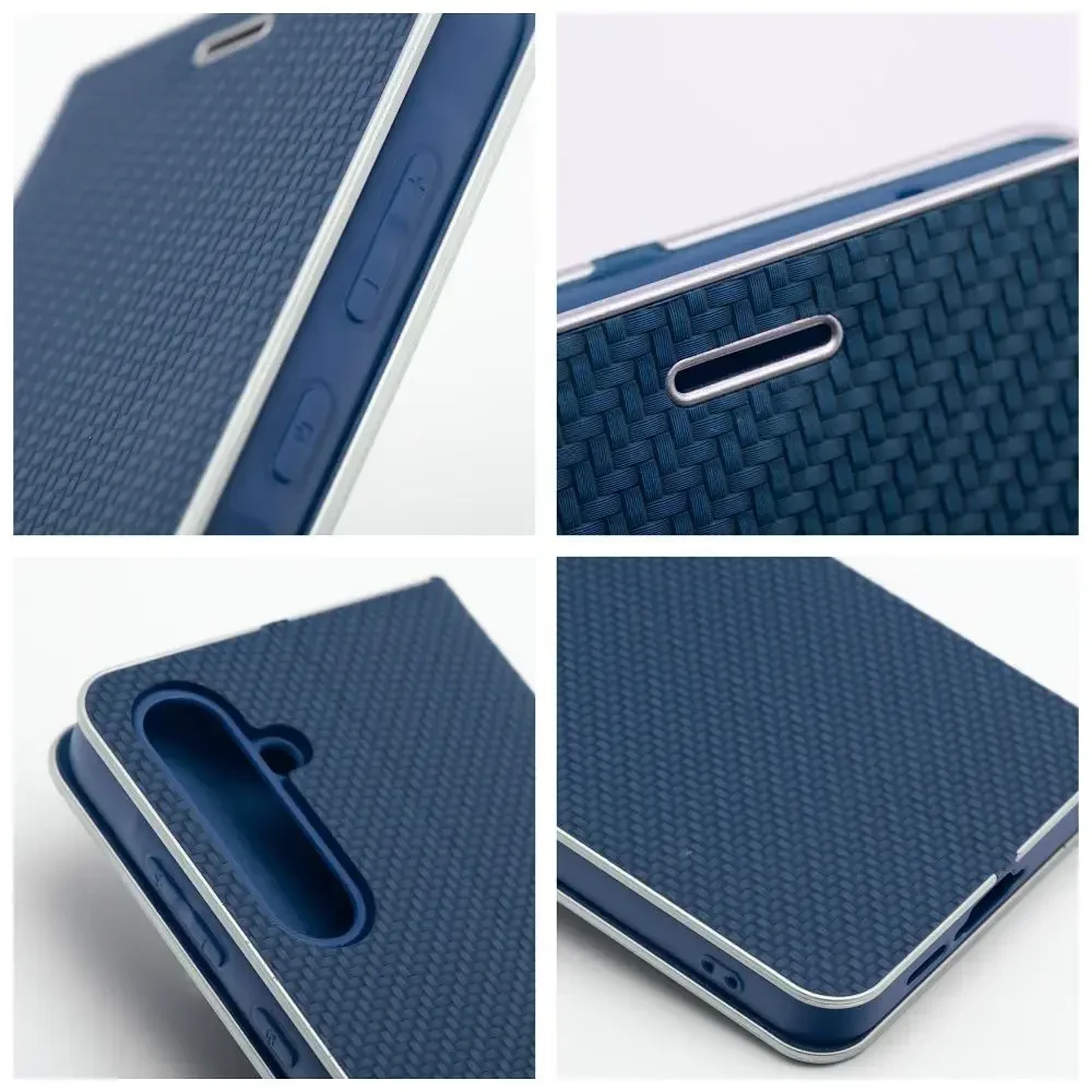 Dėklas Forcell Oem LUNA Book Carbon skirtas Xiaomi Redmi Note 10 5G / Poco M3 Pro / Poco M3 Pro 5G mėlynos spalvos