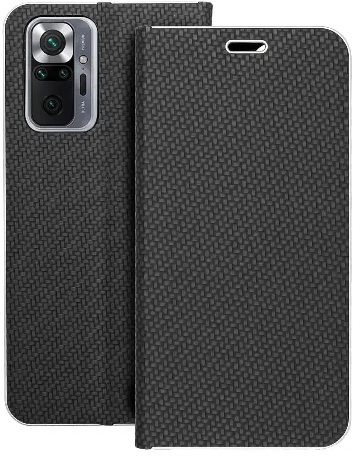 Dėklas Forcell Oem LUNA Book Carbon for Xiaomi Redmi Note 10 Pro juodos spalvos
