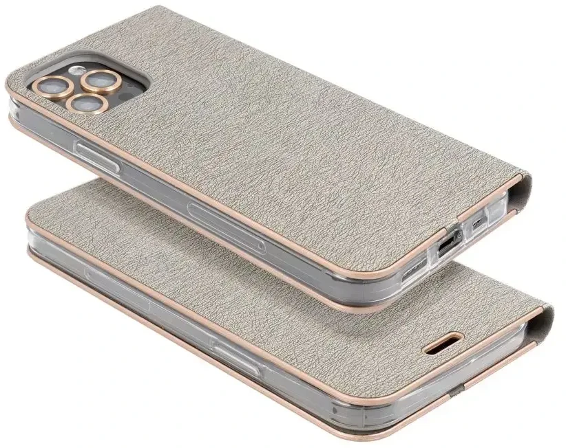 Dėklas Oem LUNA Book Gold skirtas Xiaomi Redmi Note 14 Pro 4G sidabro spalvos
