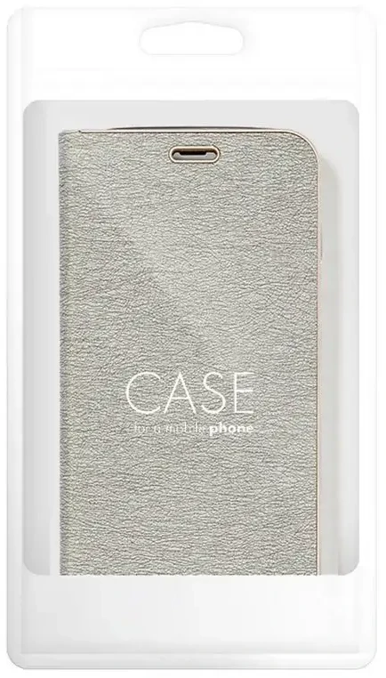 Dėklas Oem LUNA Book Gold skirtas Xiaomi Redmi Note 14 4G (GLOBAL - 164,84mm x 78,15mm x 8,16mm) sidabro spalvos