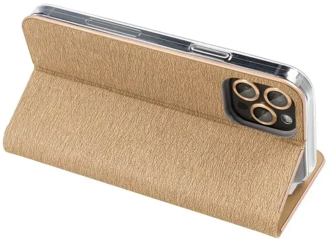 Dėklas Oem LUNA Book Gold skirtas Xiaomi Redmi Note 14 5G aukso spalvos