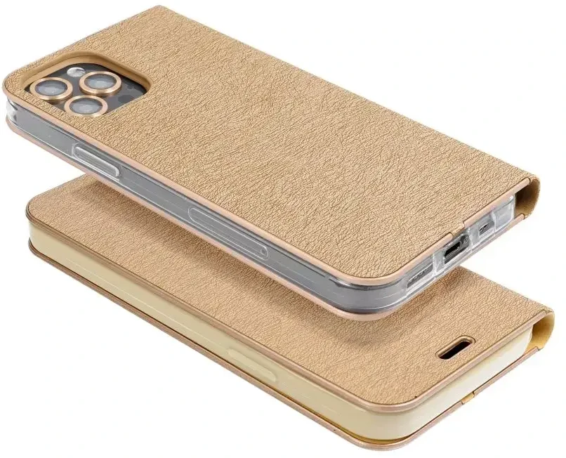 Dėklas Oem LUNA Book Gold skirtas Xiaomi Redmi Note 13 PRO 4G / POCO M6 Pro 4G aukso spalvos