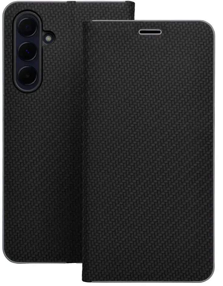 Dėklas Oem LUNA Book Carbon skirtas Samsung Galaxy S10 Plus juodos spalvos