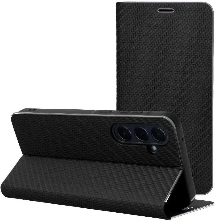 Dėklas Oem LUNA Book Carbon skirtas Samsung Galaxy S10 Plus juodos spalvos