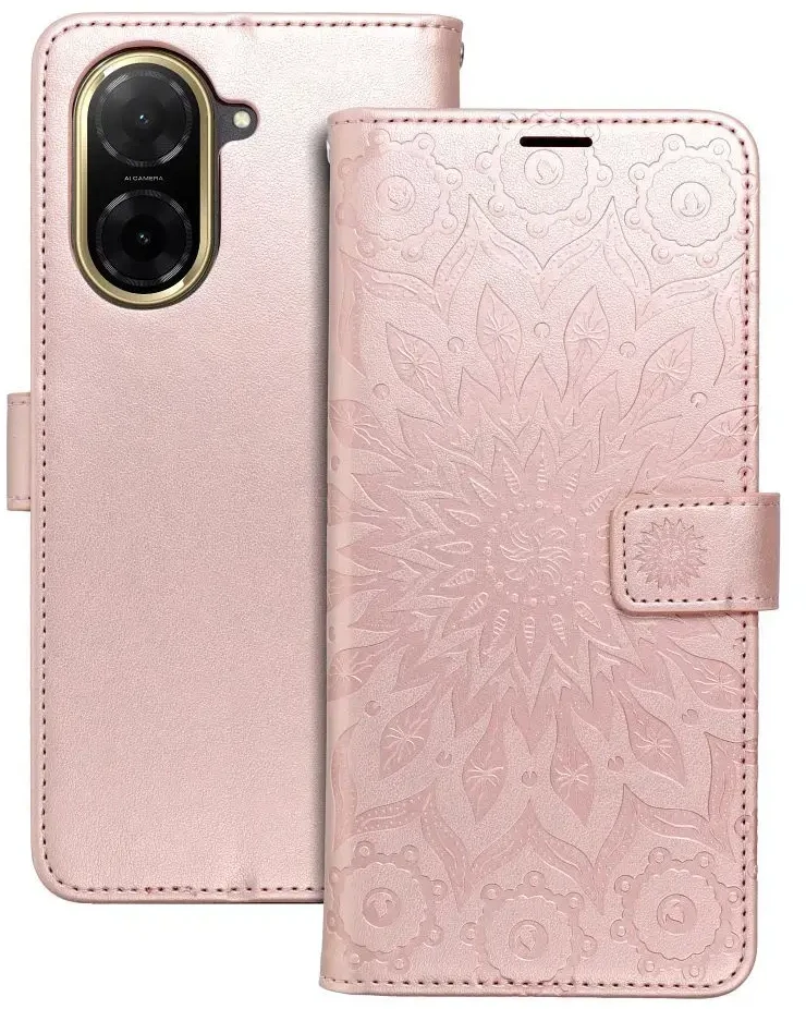 Oem Atverčiamas dėklas, skirtas Xiaomi Redmi A5 (173.3 x 79.4 x 8.26), Mezzo Book, mandala, aukso-rožinės spalvos