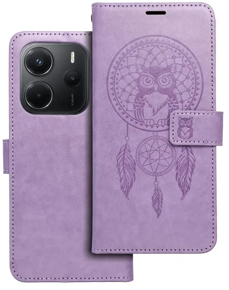 Oem MEZZO Book dėklas skirtas Xiaomi Redmi Note 14 5G dreamcatcher violetinės spalvos