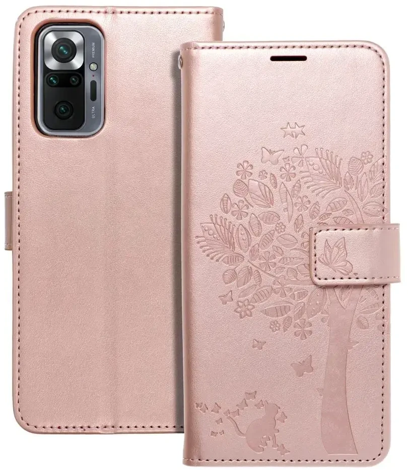 Forcell Oem MEZZO Book dėklas skirtas Xiaomi Redmi Note 10 Pro medžio rose auksinis