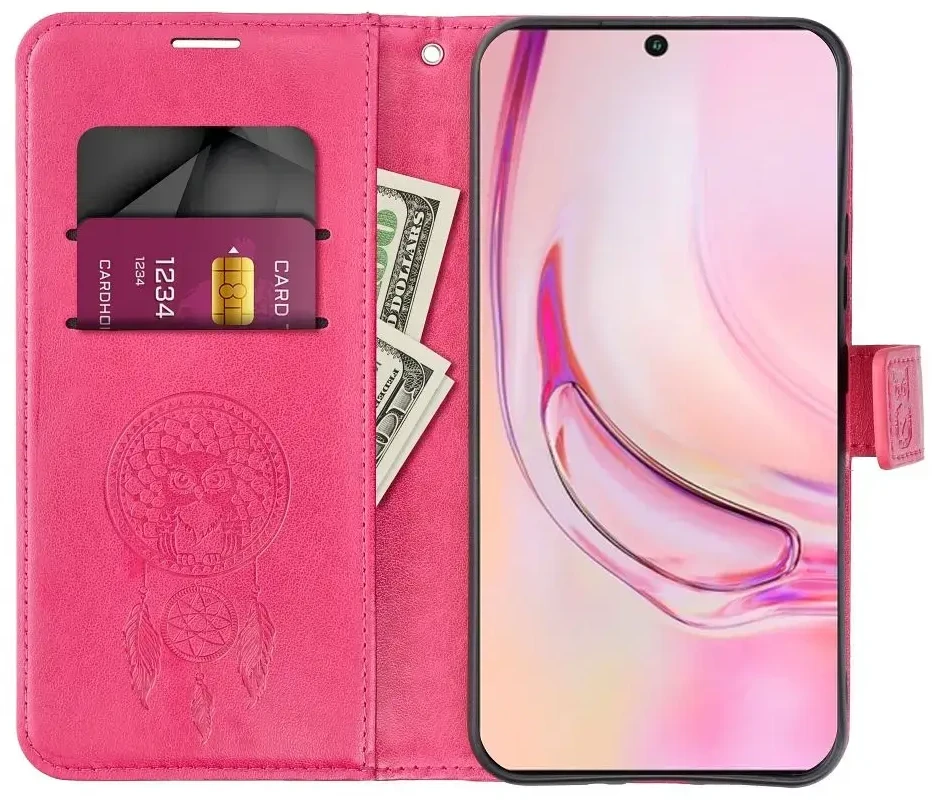 Oem MEZZO Book dėklas skirtas Xiaomi Redmi Note 14 PRO 5G / 14 PRO PLUS 5G dreamcatcher magenta
