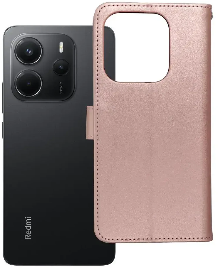 Oem MEZZO Book dėklas skirtas Xiaomi Redmi Note 14 4G (GLOBAL - 164,84mm x 78,15mm x 8,16mm) teddy bear rose auksinis