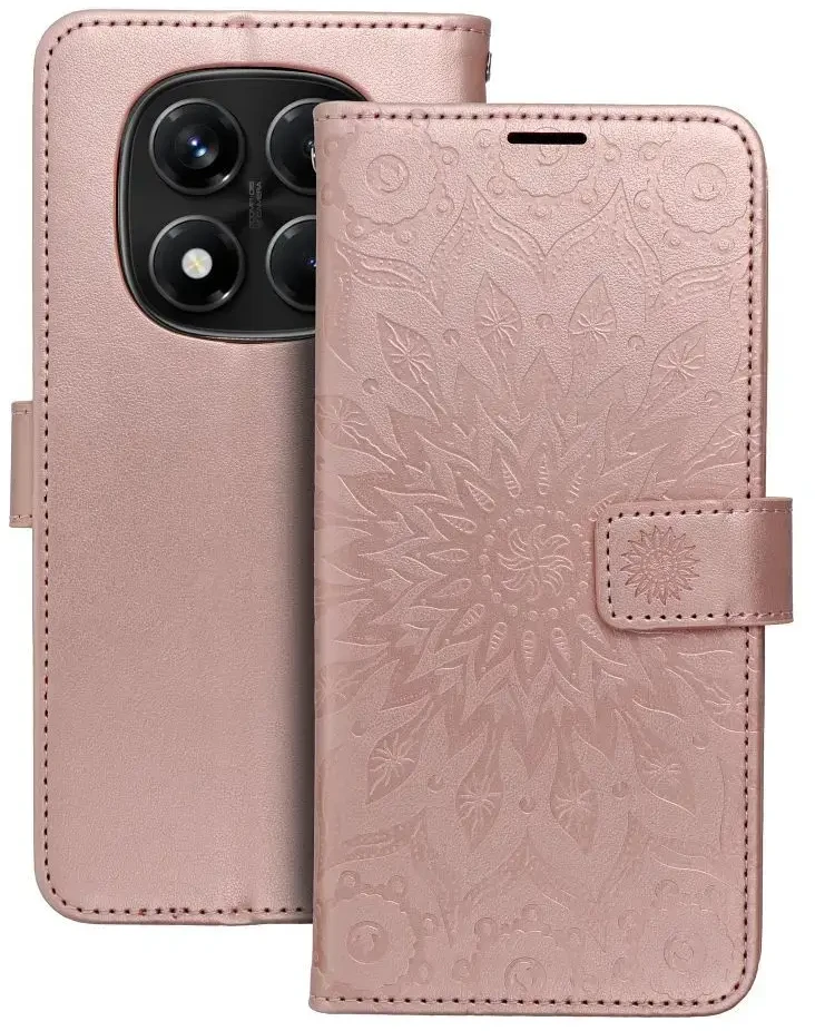 Oem MEZZO Book dėklas skirtas Xiaomi Redmi Note 14 PRO 4G mandala rose auksinis