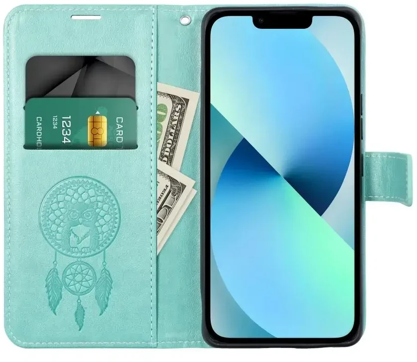 Forcell Oem MEZZO Book dėklas skirtas Samsung Galaxy A22 5G dreamcatcher žalios spalvos