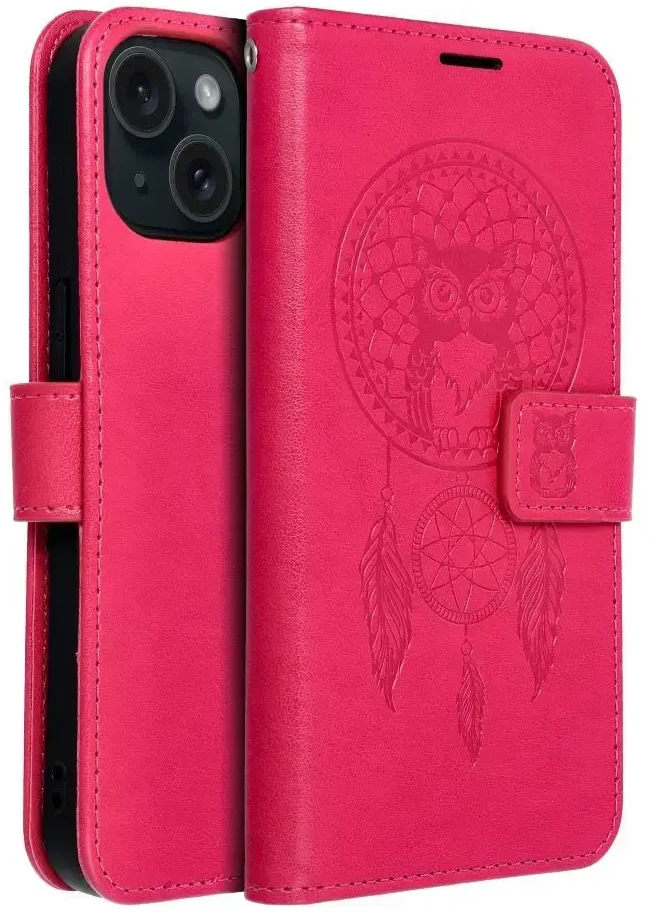 Telefono dėklas Oem MEZZO Book skirtas Iphone 15, rožinės spalvos