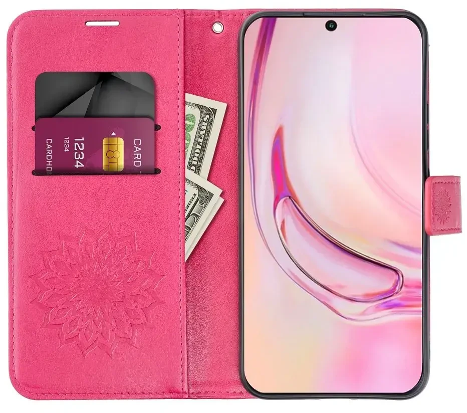Oem Dėklas su klapką na Samsung A37 5G Mezzo Book mandala magenta