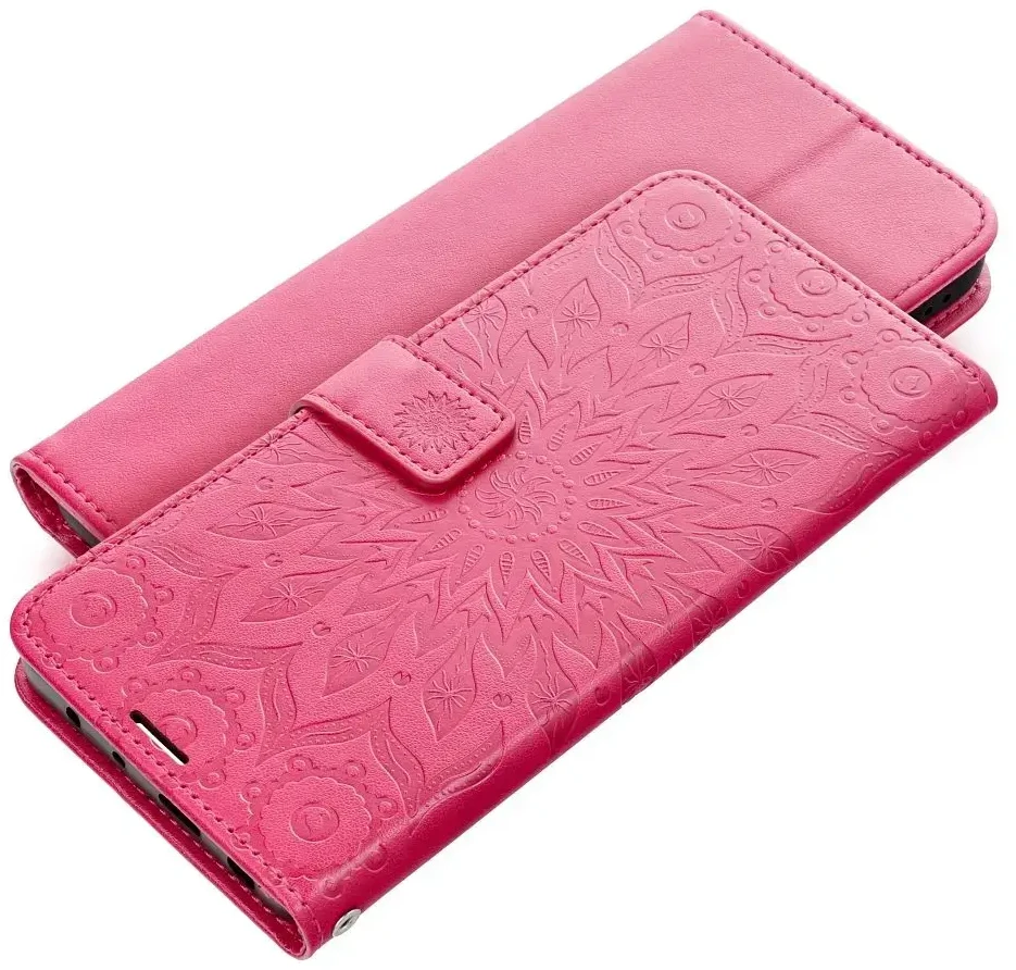OEM atverčiamas dėklas, skirtas iPhone 16 PLUS, Mezzo Book, mandala, rausvai raudona spalva