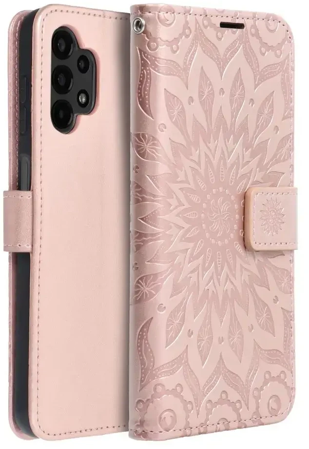 Oem MEZZO Book dėklas skirtas Samsung Galaxy A13 4G mandala rožinio aukso spalvos