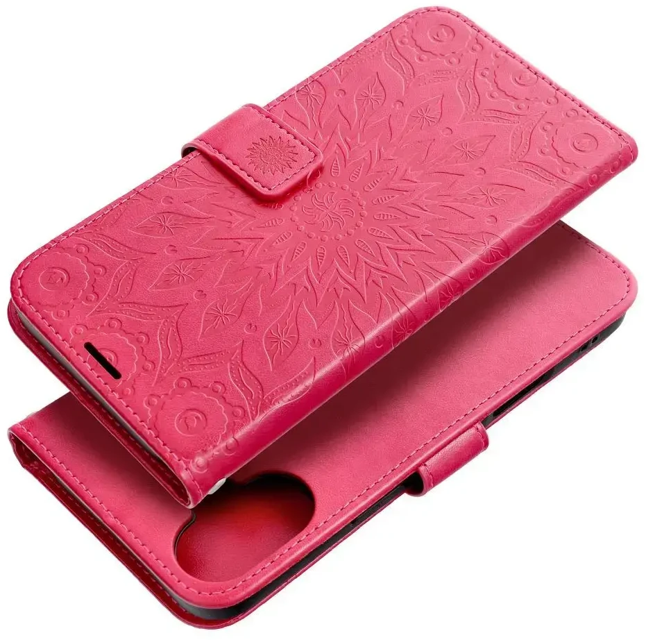 OEM atverčiamas dėklas, skirtas iPhone 16 PLUS, Mezzo Book, mandala, rausvai raudona spalva