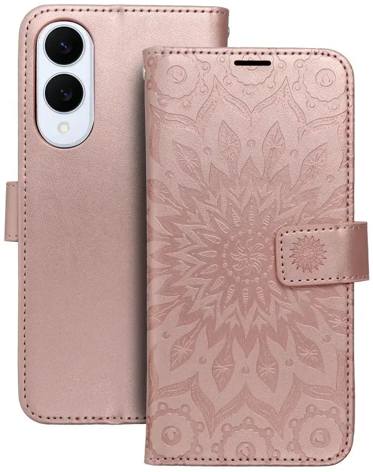 Forcell Oem MEZZO Book dėklas skirtas Samsung Galaxy S25 Edge mandala rose auksinis