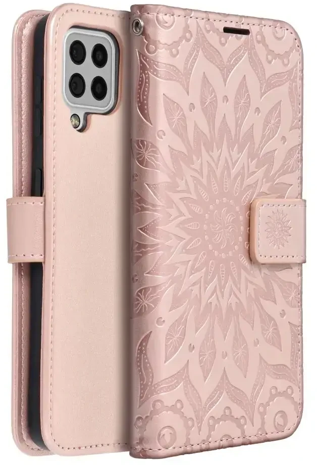 Forcell Oem MEZZO Book dėklas skirtas Samsung Galaxy A22 5G mandala rožinio aukso spalvos