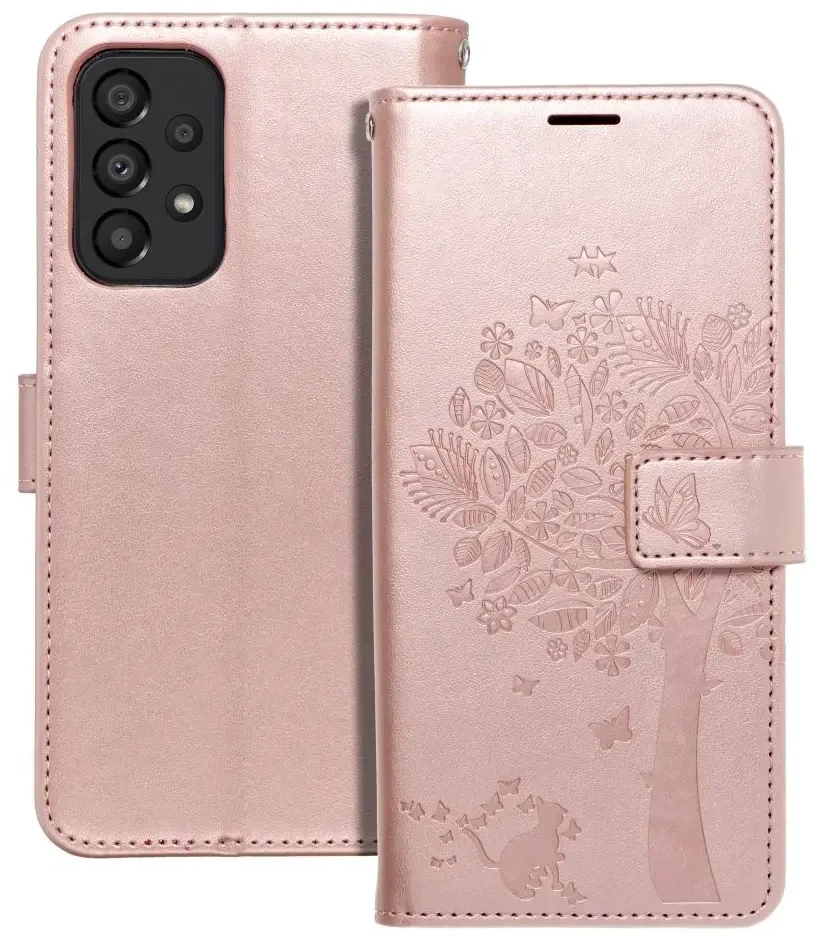 Forcell Oem MEZZO Book dėklas skirtas Samsung Galaxy A33 5G medžio rožinio aukso spalvos