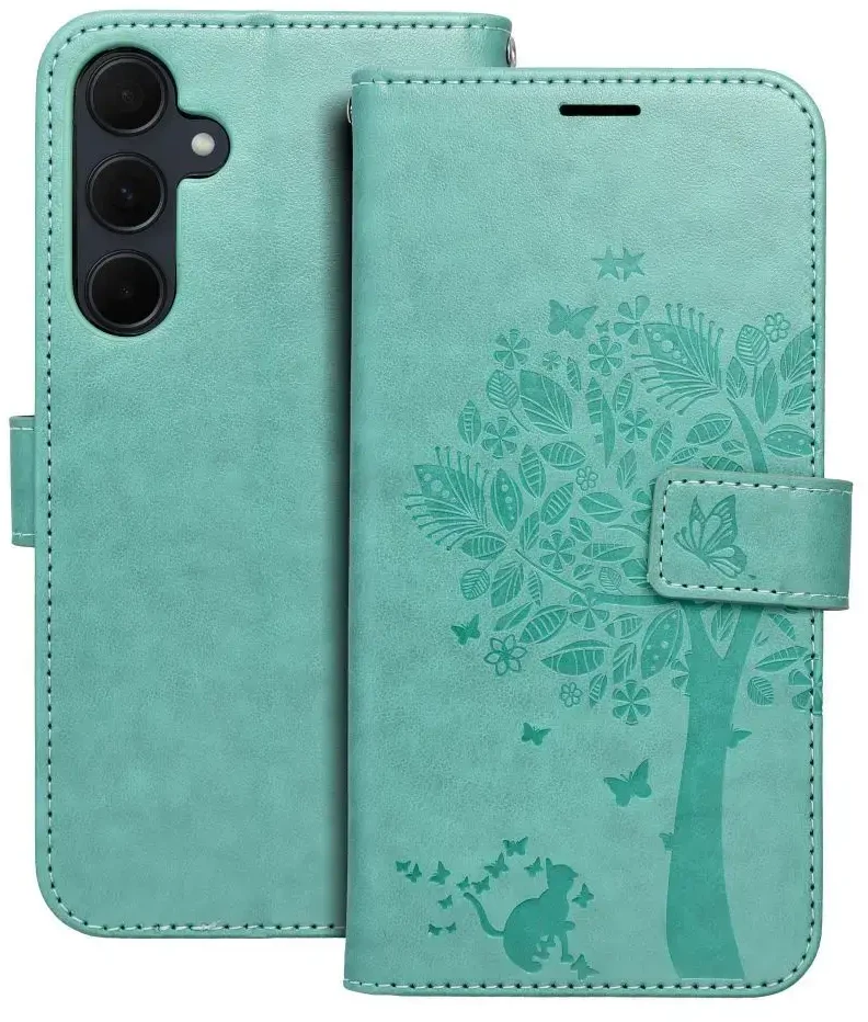 Forcell Oem MEZZO Book dėklas skirtas Samsung Galaxy A35 5G medžio žalios spalvos