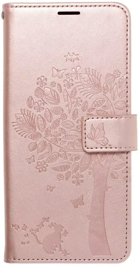 Oem MEZZO Book dėklas skirtas Samsung Galaxy A54 5G medžio rožinio aukso spalvos