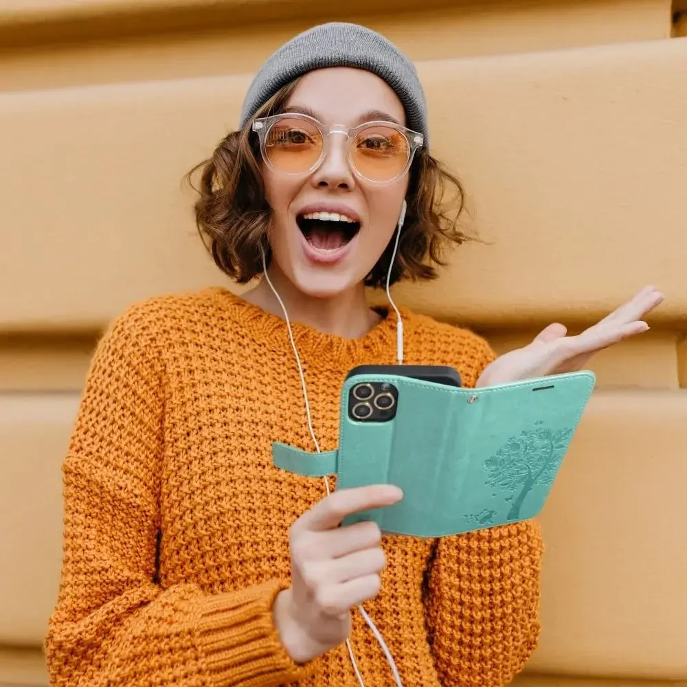 Dėklas Forcell Oem Flip case for iPhone 13 Mezzo Book medžio žalias