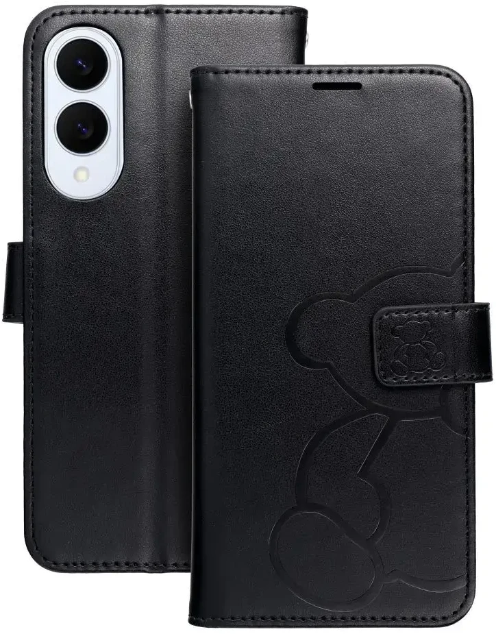 Oem MEZZO Book dėklas skirtas Samsung Galaxy S25 Edge teddy bear juodos spalvos