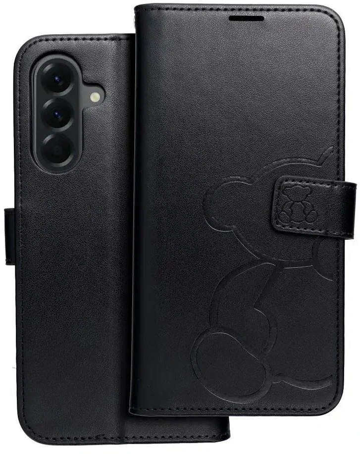 Oem MEZZO Book dėklas skirtas Samsung Galaxy A56 5G teddy bear juodos spalvos
